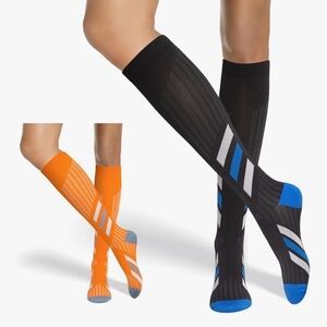 Neon X Athletic Compression Socks - Black, Blue, and Orange